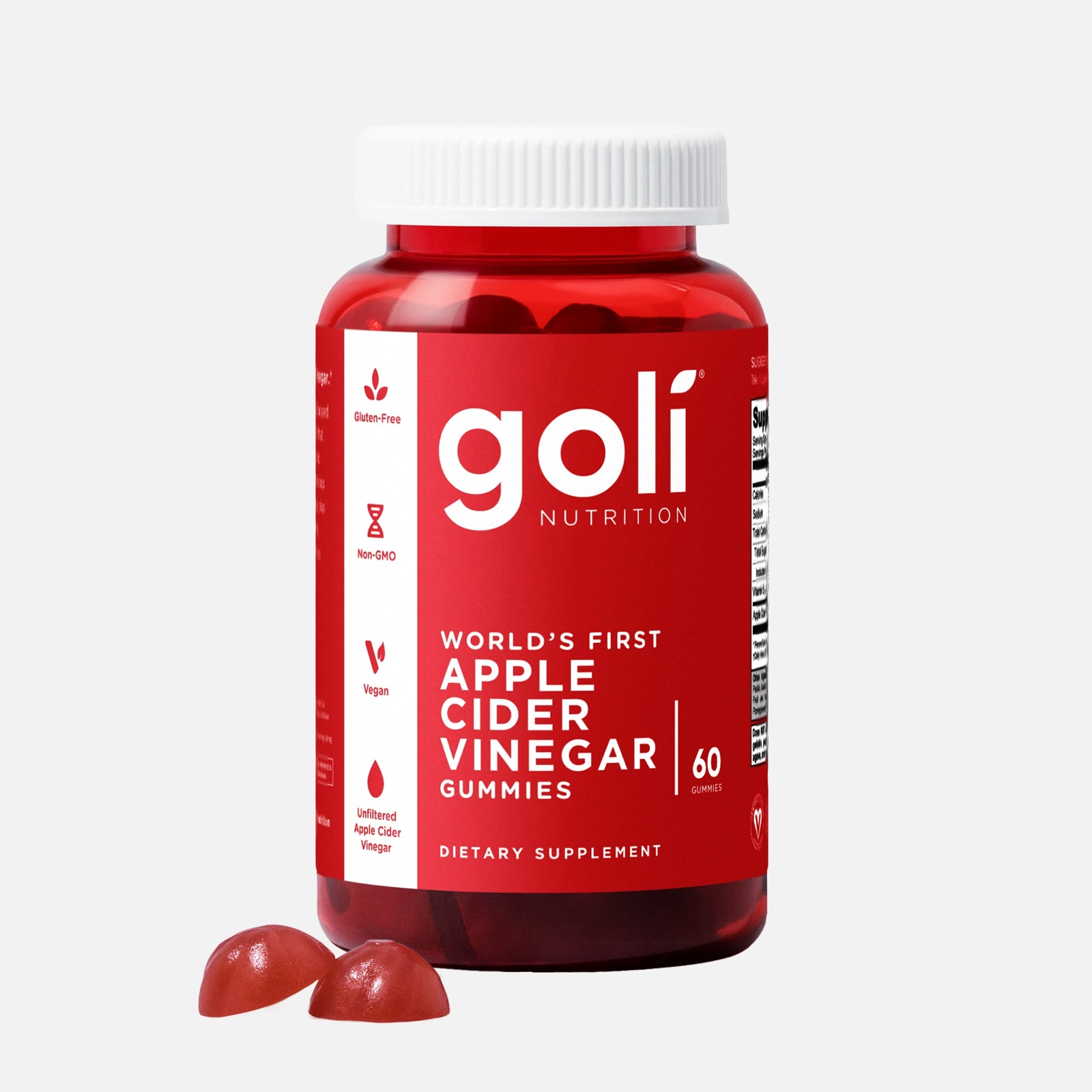 Czerwona butelka Goli Apple Cider Vinegar Gummies