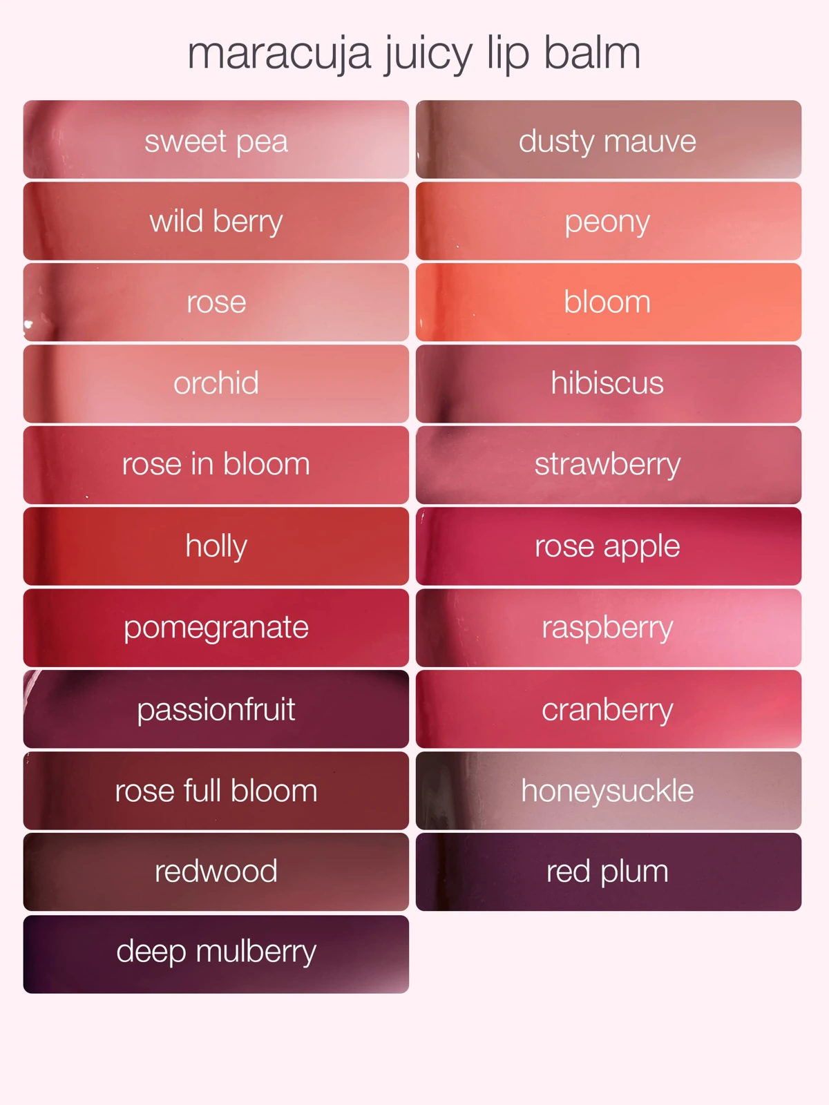 Paleta odcieni balsamu Tarte Maracuja Juicy Lip Balm Gloss